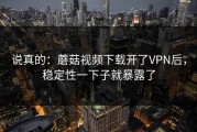 说真的：蘑菇视频下载开了VPN后，稳定性一下子就暴露了