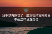 我不想再踩坑了：蘑菇视频官网的画中画这样设置更稳