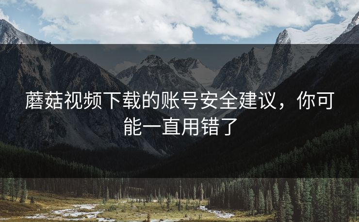 蘑菇视频下载的账号安全建议，你可能一直用错了