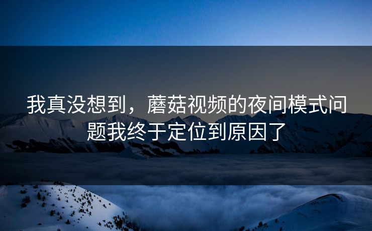 我真没想到，蘑菇视频的夜间模式问题我终于定位到原因了