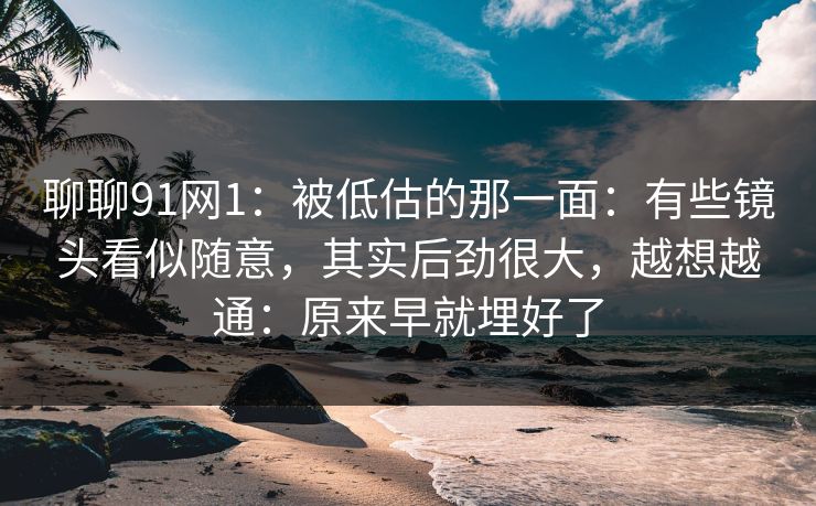 聊聊91网1：被低估的那一面：有些镜头看似随意，其实后劲很大，越想越通：原来早就埋好了