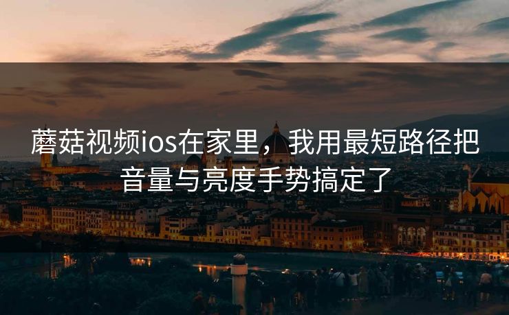 蘑菇视频ios在家里,我用最短路径把音量与亮度手势搞定了 蘑菇视频ios在家里,我用最短路径把音量与亮度手势搞定了