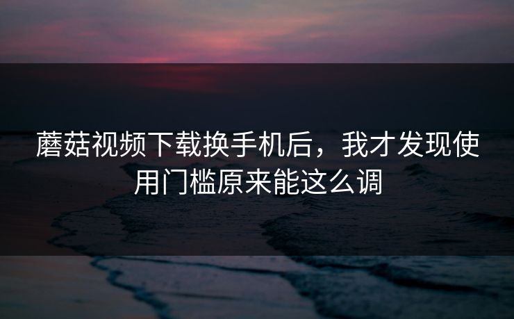 蘑菇视频下载换手机后,我才发现使用门槛原来能这么调 蘑菇视频下载换手机后,我才发现使用门槛原来能这么调