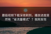 蘑菇视频下载深夜刷到，播放进度居然有“省流量模式”？我刚发现