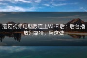 蘑菇视频电脑版连上Wi‑Fi后：后台播放别靠猜，照这做