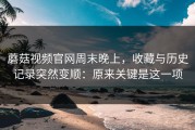 蘑菇视频官网周末晚上，收藏与历史记录突然变顺：原来关键是这一项