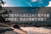 91网页版为什么这么上头？我不太爱这种类型，但这次真被它说服了