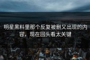 明星黑料里那个反复被删又出现的内容，现在回头看太关键