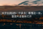 关于91网2的一个误会：看懂这一处，整部片会重新打开