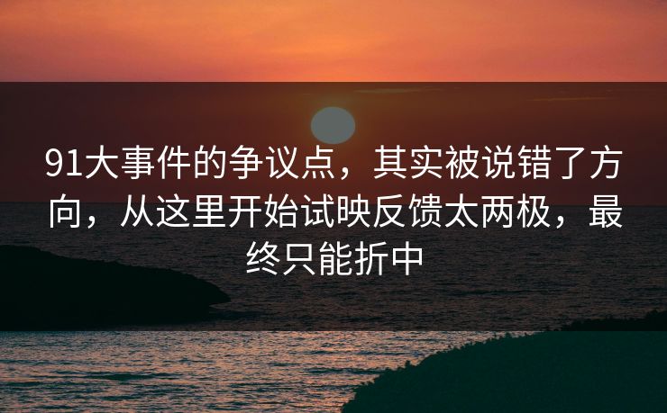 91大事件的争议点，其实被说错了方向，从这里开始试映反馈太两极，最终只能折中