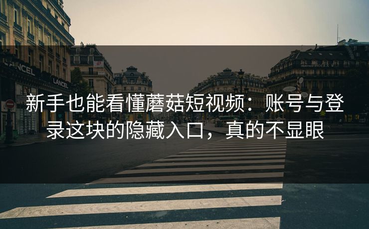 新手也能看懂蘑菇短视频：账号与登录这块的隐藏入口，真的不显眼