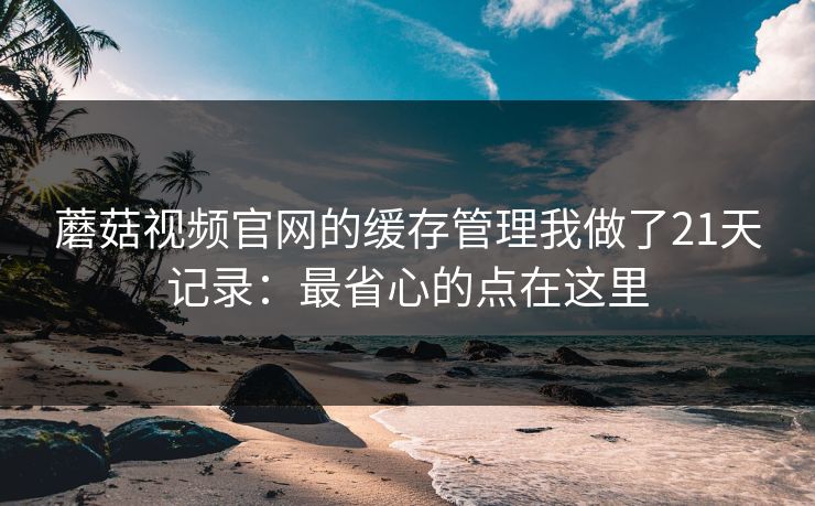 蘑菇视频官网的缓存管理我做了21天记录：最省心的点在这里