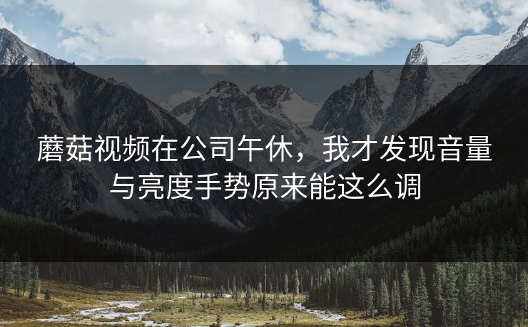 蘑菇视频在公司午休,我才发现音量与亮度手势原来能这么调 蘑菇视频在公司午休,我才发现音量与亮度手势原来能这么调