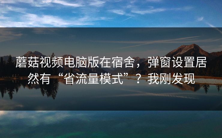 蘑菇视频电脑版在宿舍，弹窗设置居然有“省流量模式”？我刚发现